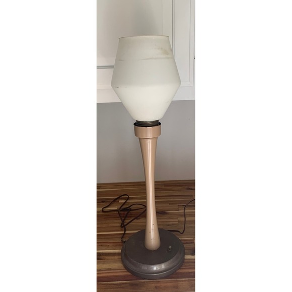 Other - Vintage Metal MCM RetroTable Lamp Frosted Glass Beehive Shade Retro 50s 60s Tan